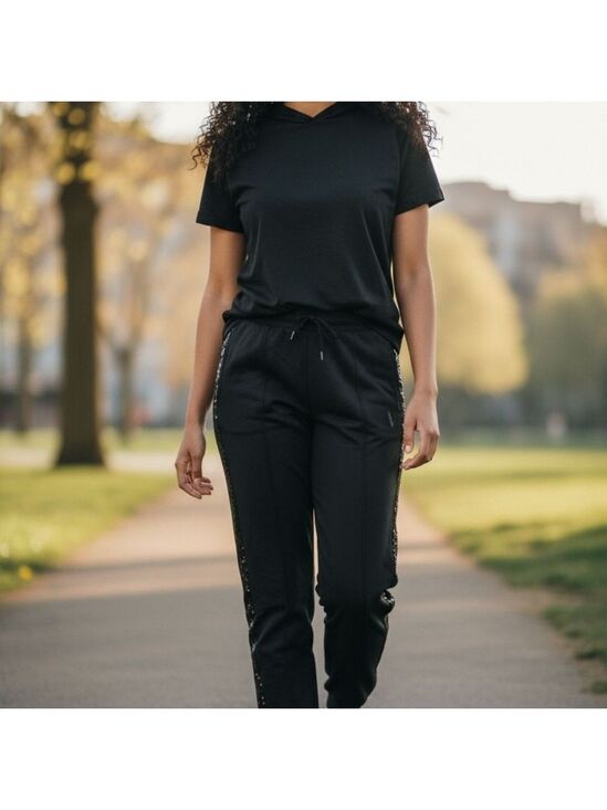Thalia Sodi Pants - Thalia Sodi Black Women's Sequin Track Pants Size L